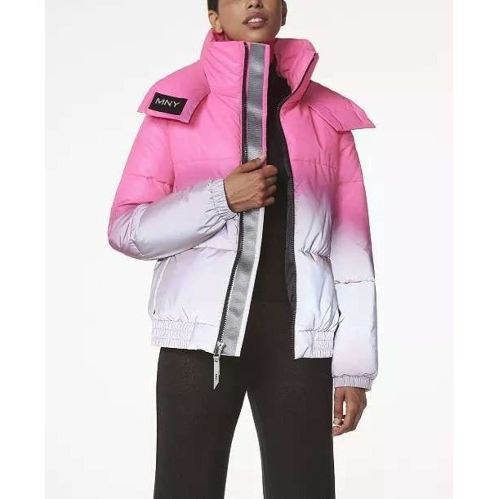 Marc New York Pink Ombre Reflective Puffer Coat‎ Jacket Full Zip Size XL